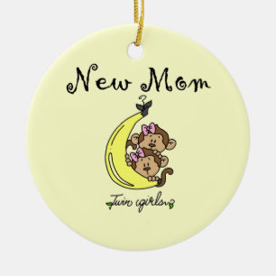 Twin Girls New Mum Gifts Ceramic Tree Decoration