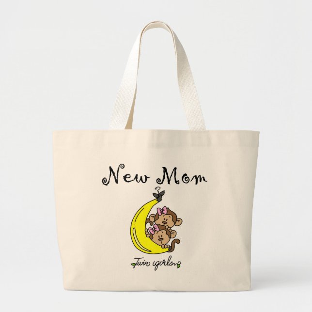 Twin Girls New Mum T-shirts and Gifts Large Tote Bag (Front)