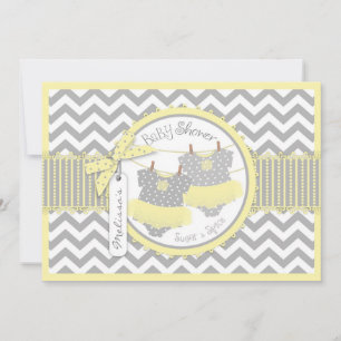 Twin Girls Tutus Chevron Print Baby Shower Invitation