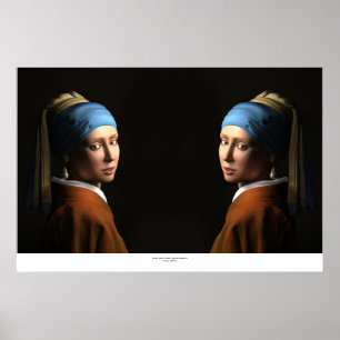 TWIN GIRLS WITH A PEARL EARRING POSTER
