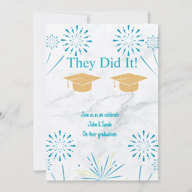 Twin Graduation Party Sparklers Graduation Holiday Card (Front)