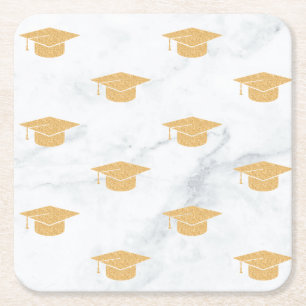 Twin Graduation Party Square Paper Coaster