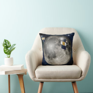 Twin Grail Spacecraft Orbiting The Moon. Cushion