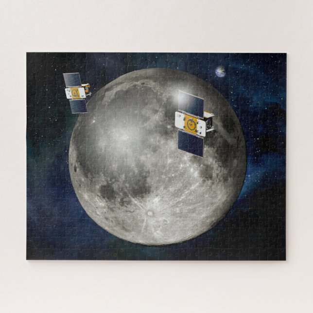 Twin Grail Spacecraft Orbiting The Moon. Jigsaw Puzzle (Horizontal)