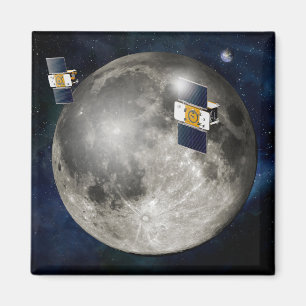 Twin Grail Spacecraft Orbiting The Moon. Magnet