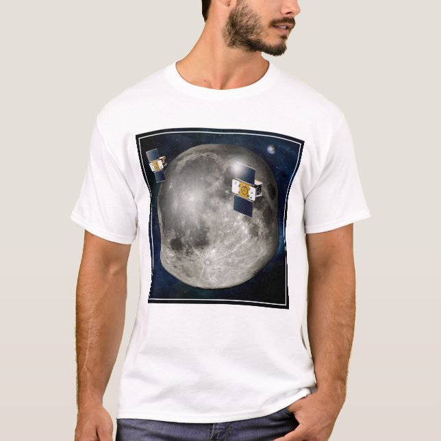 Twin Grail Spacecraft Orbiting The Moon. T-Shirt (Front)