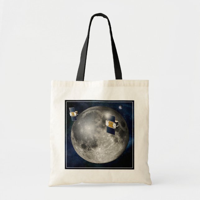 Twin Grail Spacecraft Orbiting The Moon. Tote Bag (Front)