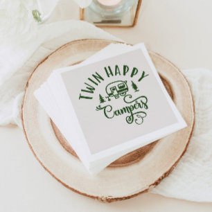 Twin Happy campers minimalist 1st birthday Napkin