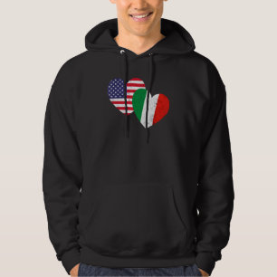 Twin Hearts Italy USA Flags Distressed for Italian Hoodie