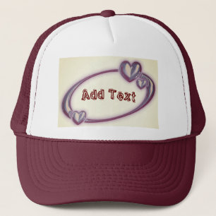 Twin Hearts with Add Text Printed Lovely Heart-Cap Trucker Hat