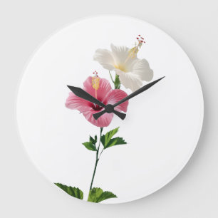 Twin Hibiscus Elegance Blush & Ivory Bloom Harmony Large Clock