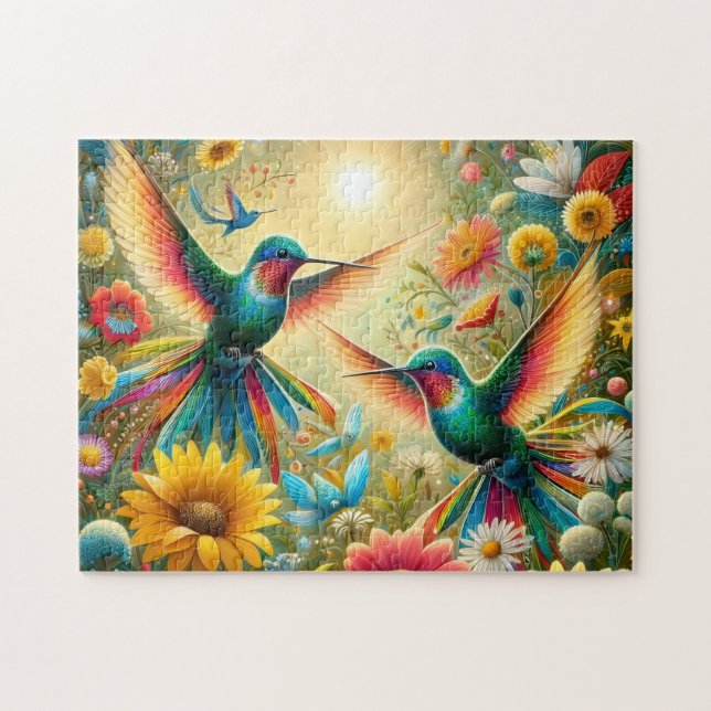 Twin Hummingbirds Sun Jigsaw Puzzle (Horizontal)
