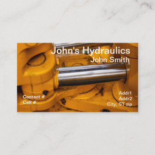 Twin hydraulic cylinders allowing bucket arm to sw business card