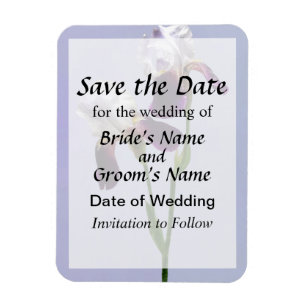 Twin Irises Maroon and White Save the Date Magnet