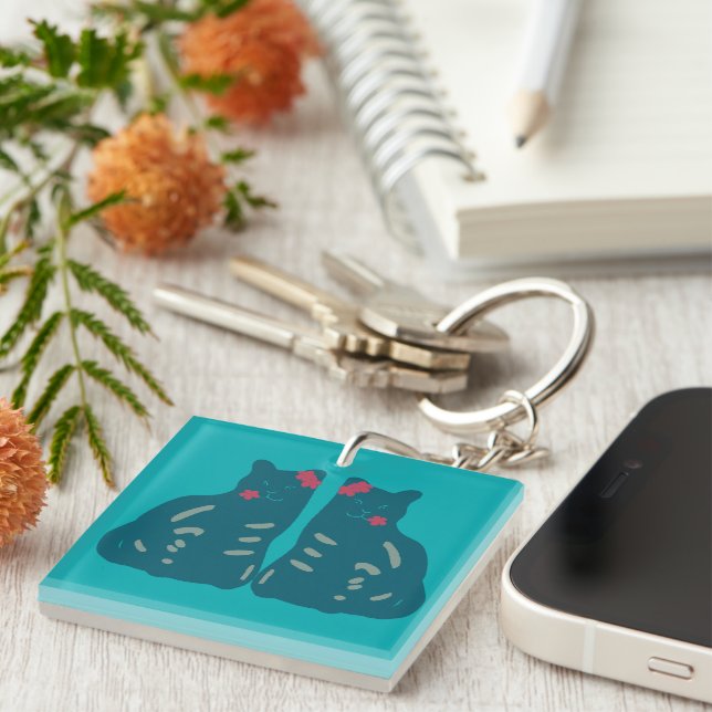 Twin Kittens Key Ring (Front Right)