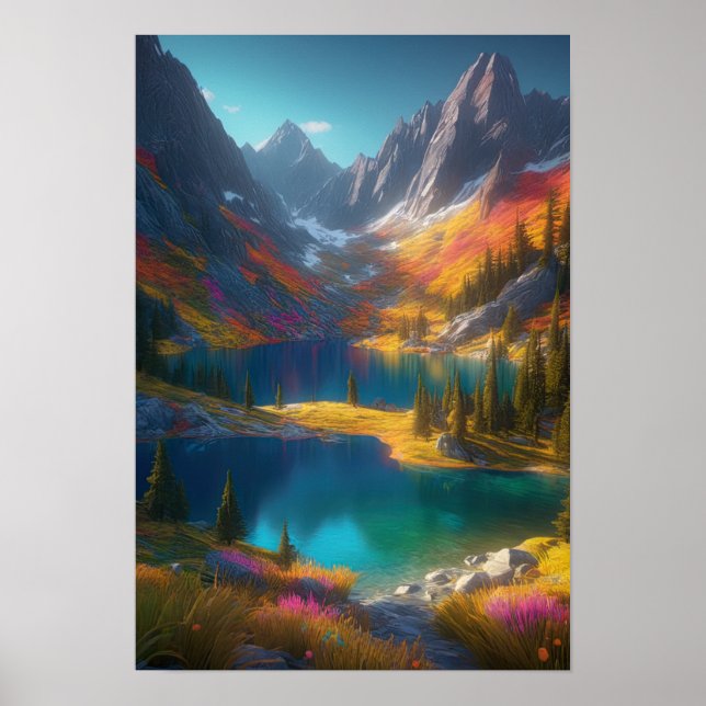 Twin Lakes Amidst Majestic Mountains Poster (Front)