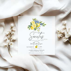 Twin Lemon  Blue Citrus Fruit Summer Baby Shower Invitation
