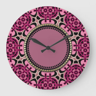 Twin Lights Hot Pink Geometric Art Wall Clock