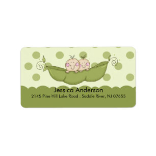 Twin Little Peas Baby Shower address Label