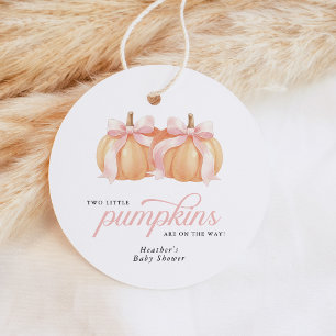 Twin Little Pumpkins Baby Shower  Favour Tags