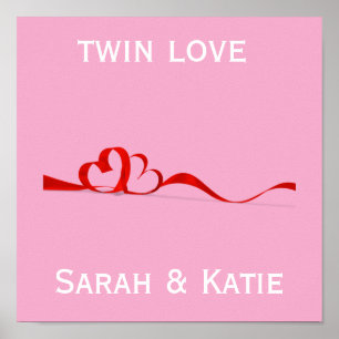 Twin Love Nursery Personalised Poster