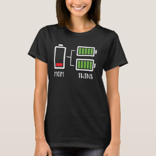 Twin Mama Funny Tired Low Cute Mum of Twins Mum Lo T-Shirt