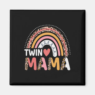 Twin Mama Mothers Day Funny Leopard Rainbow New Mo Magnet