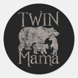 Twin Mama Mum Distressed Mothers Day Classic Round Sticker