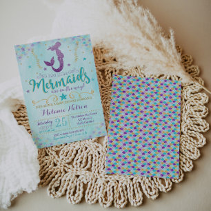 Twin Mermaid Baby Shower Invitation Sprinkle