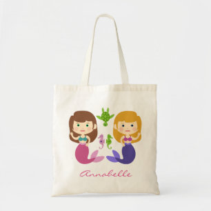 Twin Mermaids Personalise Tote Bag