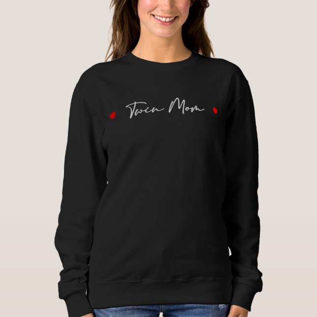 Twin Mom Baby Feet Women  Mama Of Two Pregnant Twi Sweatshirt (Front)
