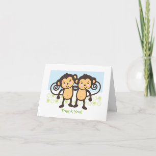 Twin Monkeys Thank You Card