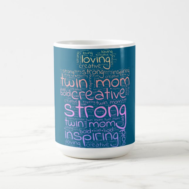 Twin Mum Gift Shaped Word Cloud  Coffee Mug (Center)