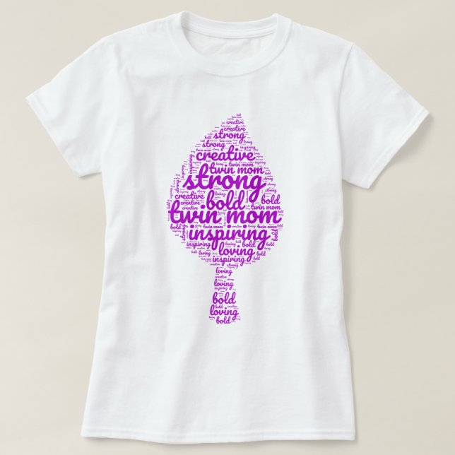 Twin Mum Leaf Shaped T-Shirt (Design Front)