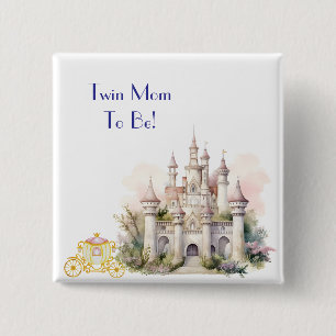 Twin Mum to Be Castle 15 Cm Square Badge