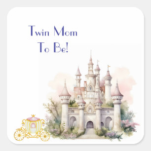 Twin Mum to Be Castle Square Sticker