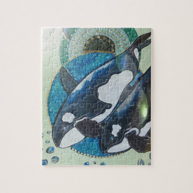 Twin orcas jigsaw puzzle (Vertical)