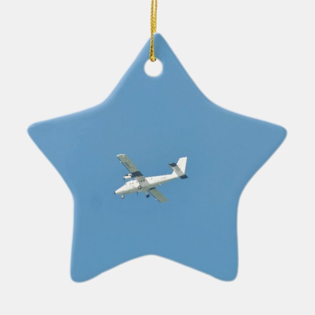 Twin Otter In Flight Ceramic Tree Decoration (Front)