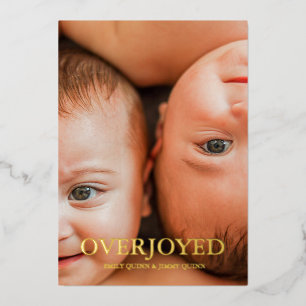 Twin Overjoyed Thank you photo birth Announcement