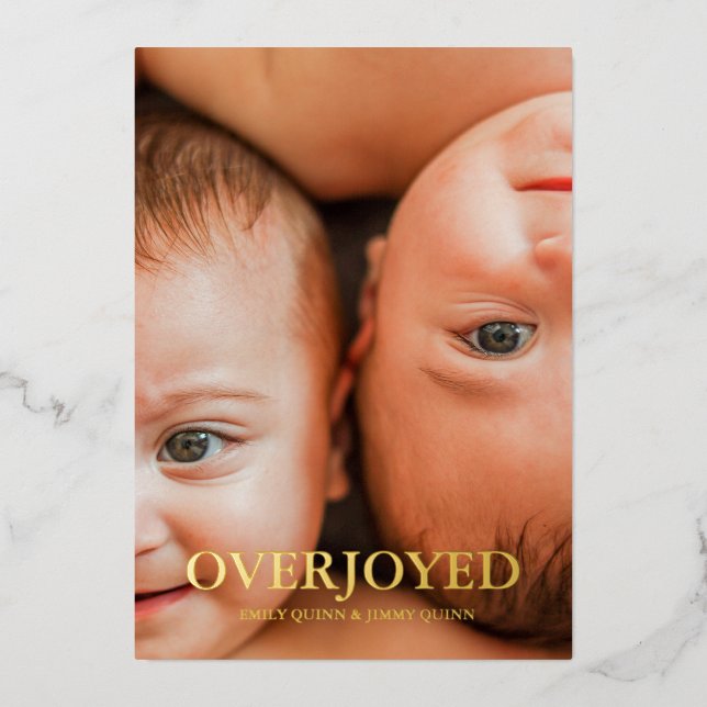 Twin Overjoyed Thank you photo birth Announcement (Front)