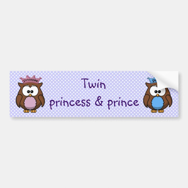 twin owl princess & prince bumper sticker (Front)