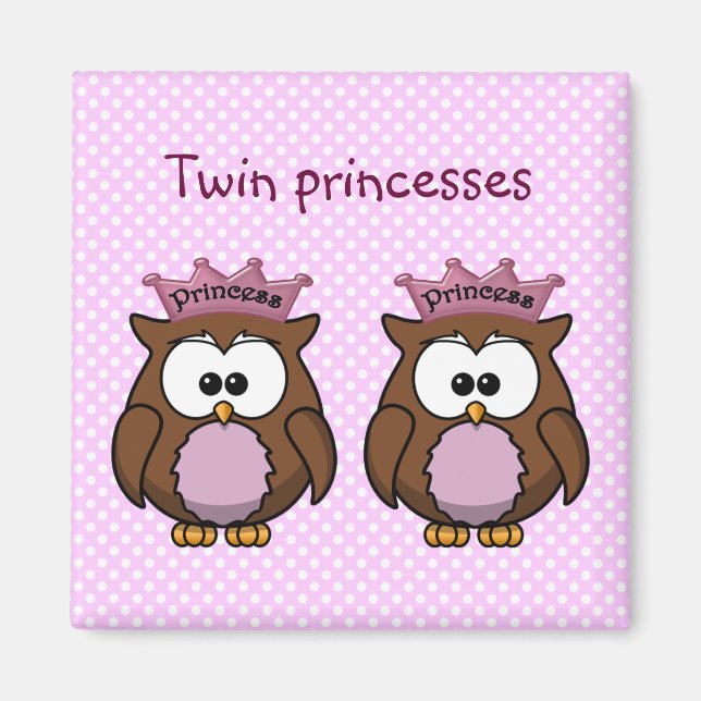 twin owl princesses magnet (Front)