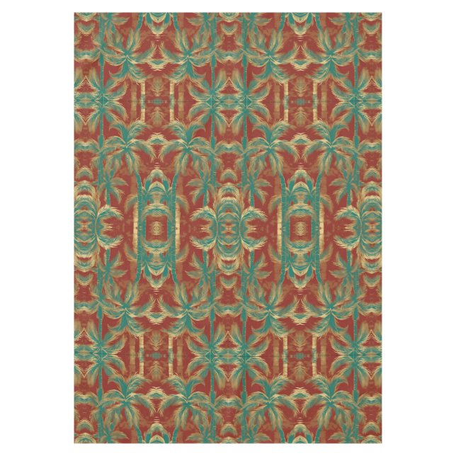 Twin Palms Pattern Design Tablecloth (Front)