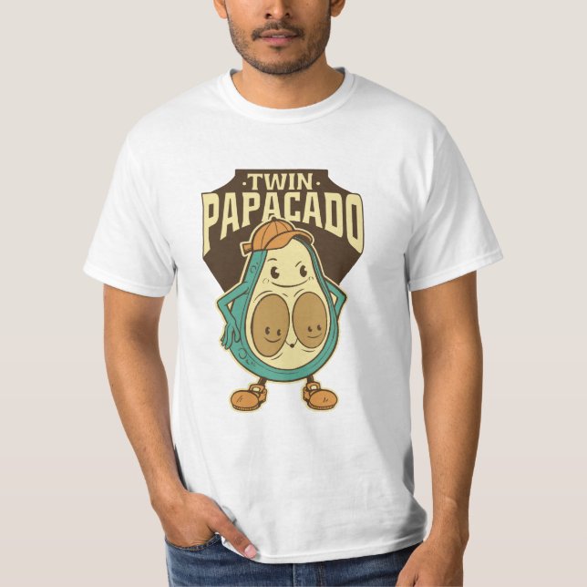 Twin Papacado Avocado Father Dad T-Shirt (Front)