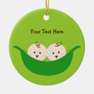 Twin Pea Pods (customisable) Ceramic Tree Decoration