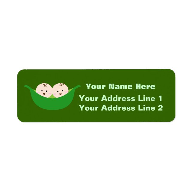 Twin Pea Pods (customisable) Return Address Label (Front)