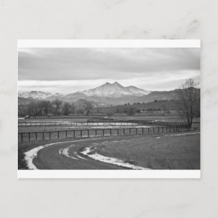Twin Peaks Mt Meeker and Longs Peak BW Country Postcard