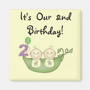 Twin Peas in a Pod 2nd Birthday T-shirts and Gifts Magnet