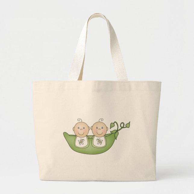 Twin Peas in a Pod Large Tote Bag (Front)