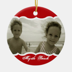 Twin Photo Red Ceramic Tree Decoration
